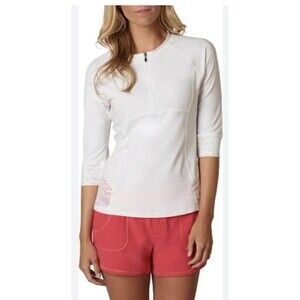 Prana White Chevron Bridgitte Women’s Sun Shirt Top Size XL UPF 50+ New  NWT